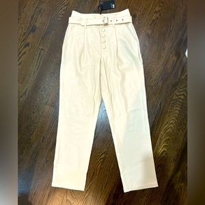 Paige - NWT Faux Leather Maria Belted Vegan Leather Straight Crop Pants 00